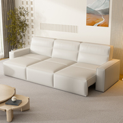 意式极简现代简约客厅，功能小户型电动沙发两用可伸缩硅胶皮沙发床