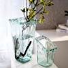 西班牙玻璃花瓶欧式简约现代时尚浅绿插花水培竹子家居装饰品摆件