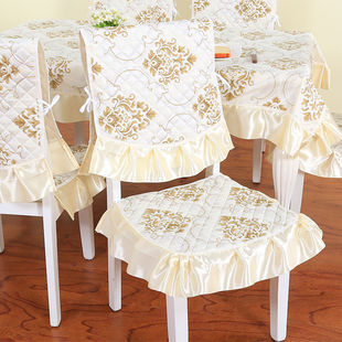 简约现代通用餐椅垫套装，田园餐桌椅子坐垫，靠背套罩长方形桌布布艺