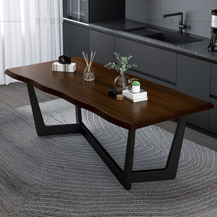 北欧实木大板桌餐桌，现代简约长桌工业风，家用饭桌办公桌会议桌茶桌