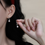 天然淡水珍珠耳钉女925纯银耳环小众设计波浪耳坠高级感气质耳饰