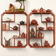 挂墙博古架花梨木茶具架，茶壶展示架实木中式多宝阁壁挂，收纳置物架
