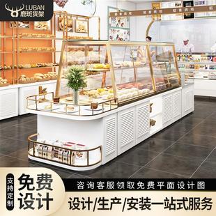 面包货柜展示柜蛋糕店糕点中岛柜展示架模型烘焙房G边柜推拉玻璃