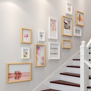 楼梯照片墙装饰现代简约创意，实木走廊墙上挂件欧式墙壁挂画免打孔
