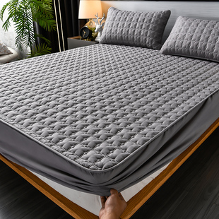 全棉防滑床笠单件，加厚夹棉床罩纯棉，席梦思床垫保护套1.8m1.5米