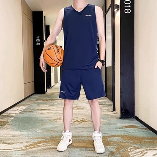球衣篮球男夏季冰丝无袖，t恤球服跑步运动健身晨跑篮球服套装班服