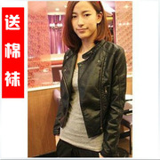 21春季韩版女士PU皮衣女短款修身外套大码女装机车服皮衣夹克