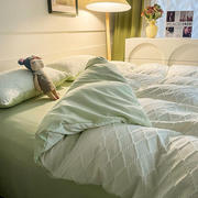 水洗棉泡泡纱床上四件套床单被套学生宿舍三件套含被子枕芯一整套