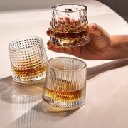 创意旋转不倒翁杯威士忌酒杯无铅水晶，杯加厚玻璃，洋酒杯陀螺烈酒杯