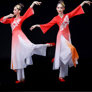 江南古典舞蹈演出服女飘逸中国风秧歌服茉莉花扇子伞舞现代表演服
