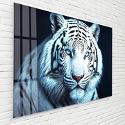 简约现代轻奢高清动物白虎无框钢化玻璃装饰画家装客厅挂墙背景画