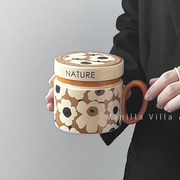 北欧复古创意带盖陶瓷，马克杯高颜值办公室咖啡，杯子大容量情侣水杯