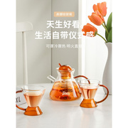 玻璃花茶壶蜡烛加热家用泡茶煮家用水果茶壶套装小杯子下午茶茶具