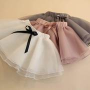 儿童短裙白色粉色灰色，纱裙女童腰裙超短裙子，蓬蓬裙夏裙半身裙蕾丝