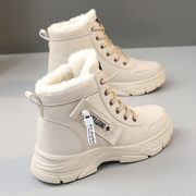 马丁靴女潮2023冬季英伦学生厚底加绒棉鞋增高街拍女鞋