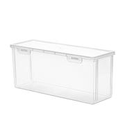 窄长型收纳盒带盖长条，收纳储物盒窄高型透明塑料盒子长方形塑料盒