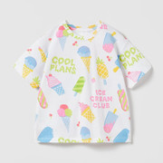 2024夏装女童纯棉半袖T恤上衣儿童短袖打底衫宝宝可爱冰淇淋8