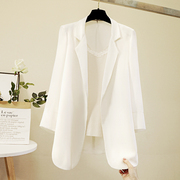 雪纺西装外套女夏薄款2024韩版宽松中长款洋气，设计感小众上衣