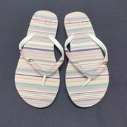 ROXY2023夏季条纹平跟凉拖鞋女士简约时尚百搭沙滩人字拖