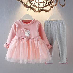 女童春秋装1女宝宝洋气，套装0-4岁婴儿童装时髦春季衣服公主两件套