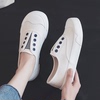 人本帆布鞋女生透气一脚蹬懒人球鞋2022夏季韩版学生小白鞋子