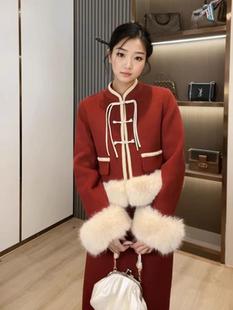 新年新中式女装国风红色套装裙新年圣诞，战袍敬酒服两件套女秋冬款
