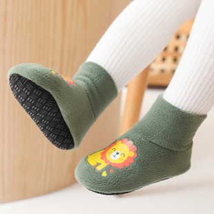 宝宝地板袜秋冬儿童防滑袜套，加绒厚底中筒婴儿，学步袜高筒保暖鞋套