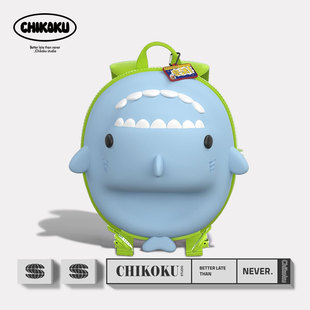 chikoku+快乐再出发鲨鱼背包，女大学生书包防水可爱趣味，双肩包搞怪(包搞怪)