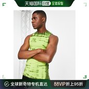香港直邮潮奢 ASOS 男士racer 设计紧身绿色扎染背心