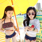 韩版儿童游泳衣小女孩洋气，女童泳衣中大童，分体比基尼网红风潮泳装