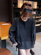 设计感蕾丝花边假两件衬衫女秋季2023女装慵懒风长袖休闲上衣