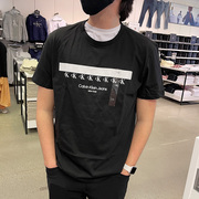CK Calvin Klein男士夏季青年舒适纯棉立体logo圆领短袖T恤衫上衣