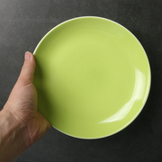 某牌 孤品釉下彩绿色平盘高端 新骨瓷创意瓷器菜盘子