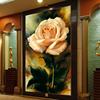 8d立体玫瑰花玄关壁画，大气竖版油画花卉过道壁纸，走廊尽头艺术贴画