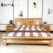 鲁班一木老榆木家具全实木床，1.8米双人床中式原木现代简约婚床
