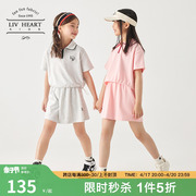 日本livheart儿童短袖polo衫，短裙运动套装，2024两件套女大童夏