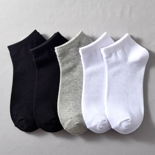 女精梳棉短袜子吸汗棉袜黑色白色低帮短筒袜学生低腰运动船袜