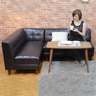 北欧小户型皮沙发黑色客厅办公室，现代简约双人皮艺转角，沙发组合