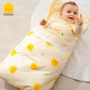 微瑕黄色小鸭新生儿抱被秋冬款宝宝包被婴儿睡袋多功能防踢被加厚