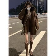 2023韩系慵懒风棕色针织毛衣外套女秋冬季宽松开衫上衣厚