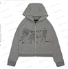 欧美hiphop卫衣绿色拉链连帽哥特夹克上衣个性街头长袖外套hoodie