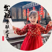新年拜年服女童中国风，超洋气网纱公主裙加绒，婴儿民族风披肩连衣裙
