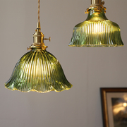 日式复古黄铜玻璃吊灯创意简约餐厅，吧台卧室北欧单头玄关阳台灯具