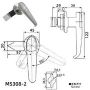 ms308-3把手锁不锈钢电箱锁，户外电器开关柜机箱设备，门防雨执手锁