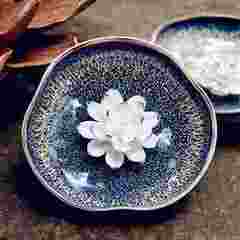 景德镇陶瓷工艺品创意香插熏香炉家居摆件烟灰缸礼物复古中式莲花