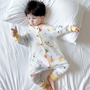 宝宝睡袋夏季薄款纯棉网纱分腿婴儿纱布长袖儿童防着凉空调睡衣