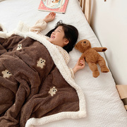 宝宝羊羔绒刺绣被套毯 婴儿泡泡绒冬天毯子幼儿园午休毯被套盖毯