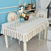 2021亚麻桌布高级感绣花餐桌台布长方形饭桌套罩茶几套可定制