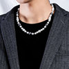 ACITY嘻哈珍珠拼接项链短款欧美小众设计个性钛钢男女潮锁骨颈链