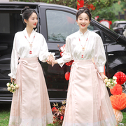 大码伴娘服2023新中式，秀禾汉服套装婚礼姐妹，团闺蜜平时可穿马面裙
